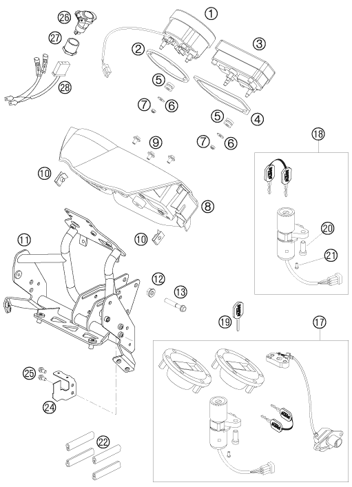Sprängskiss: Instruments / Lock System – KTM 990 ADVENTURE BLACK ABS 07