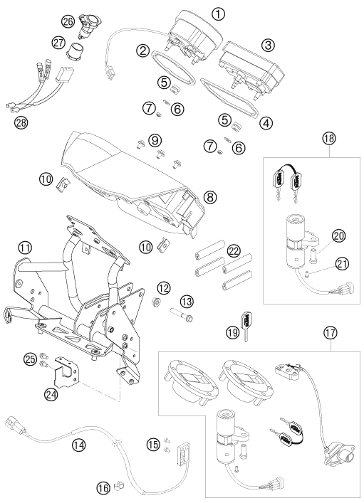 Sprängskiss: Instruments / Lock System – KTM 990 ADVENTURE S 2007