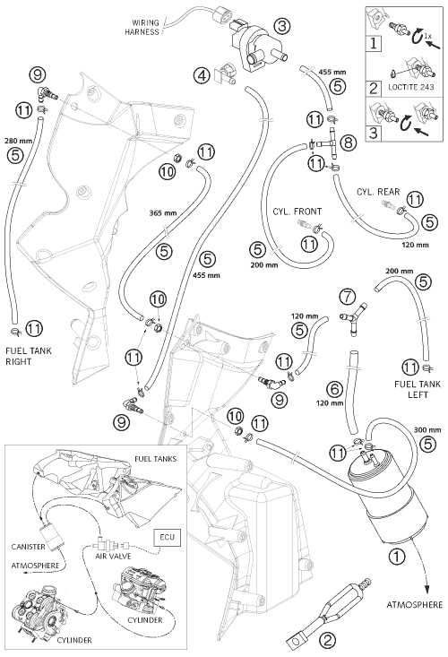 Sprängskiss: Evaporative Canister – KTM 990 ADVENTURE S 2007