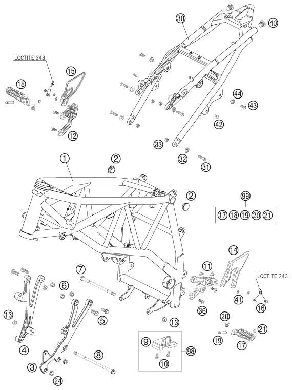 Sprängskiss: Frame – KTM 990 SUPER DUKE R 2007