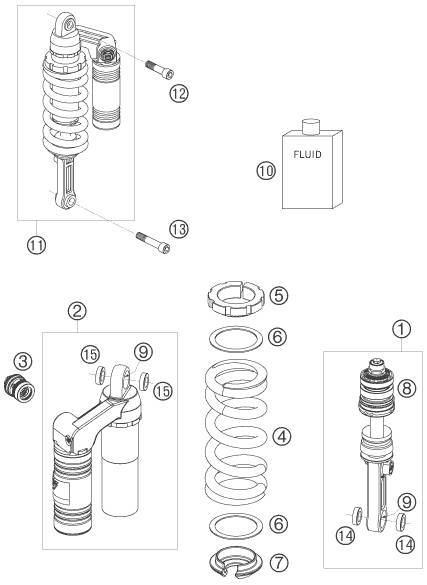 Sprängskiss: Shock Absorber – KTM 990 SUPER DUKE BLACK 2007
