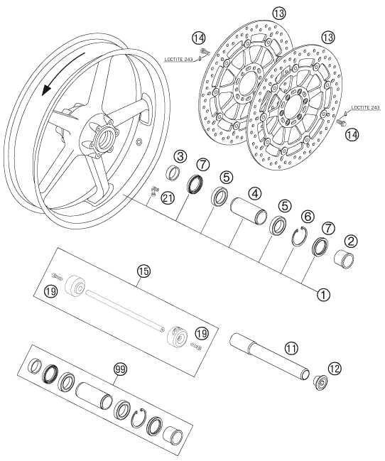 Sprängskiss: Front Wheel – KTM 990 SUPER DUKE R 2007