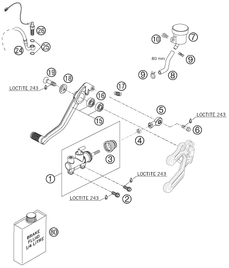 Sprängskiss: Rear Brake Control – KTM 990 SUPER DUKE BLACK 2007