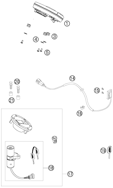 Sprängskiss: Instruments / Lock System – KTM 990 SUPER DUKE R 2007
