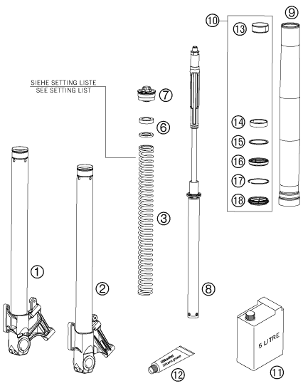 Sprängskiss: Front Fork Disassembled – KTM 950 SUPERMOTO R 2007