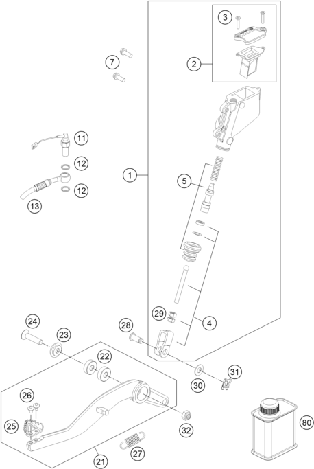 Sprängskiss: Rear Brake Control – KTM 950 SUPERMOTO BLACK 2007