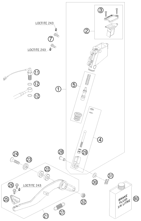 Sprängskiss: Rear Brake Control – KTM 950 SUPERMOTO R 2007