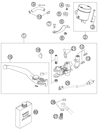 Sprängskiss: Front Brake Control – KTM 950 SUPERMOTO R 2007