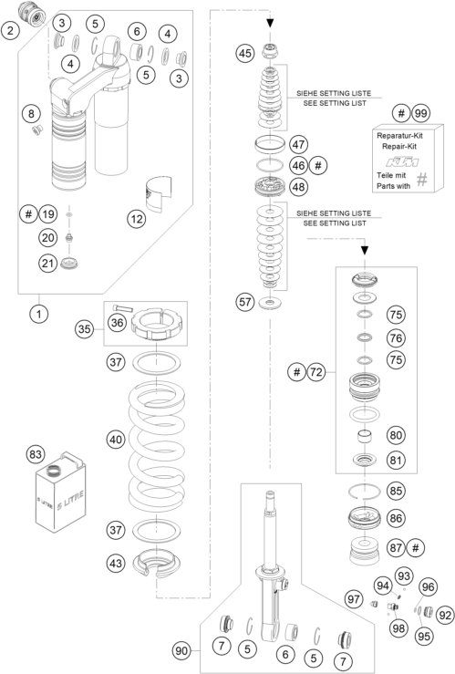 Sprängskiss: Shock Absorber Disassembled – KTM 950 SUPERENDURO R 2007