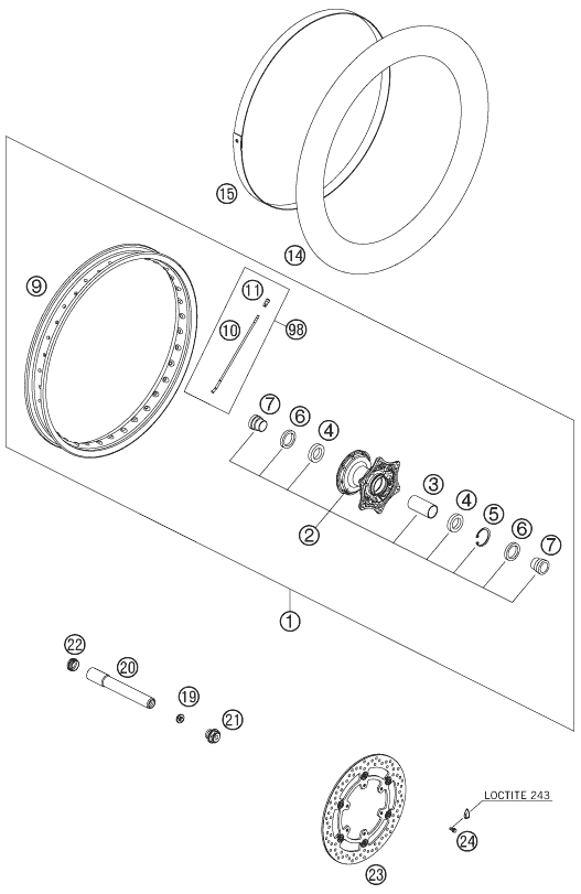 Sprängskiss: Front Wheel – KTM 950 SUPERENDURO R 2007