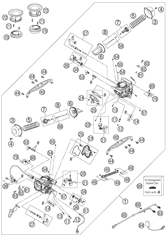 Sprängskiss: Carburetor – KTM 950 SUPERENDURO R 2007
