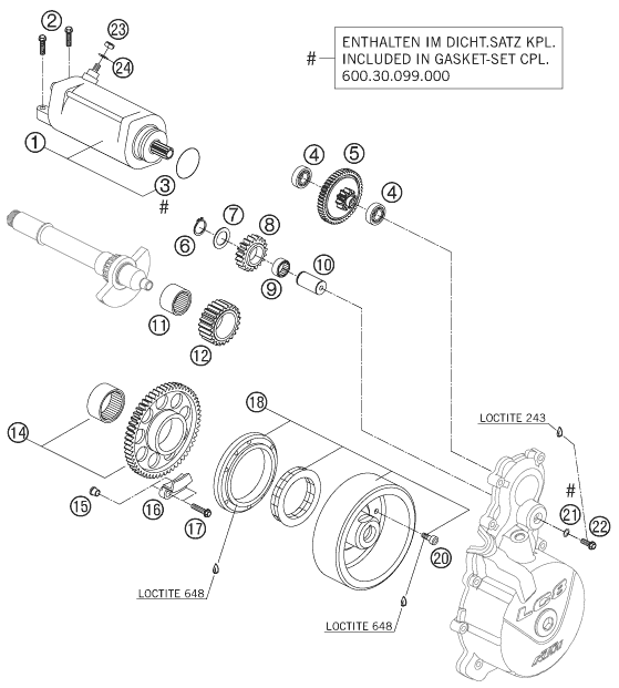 Sprängskiss: Electric Starter – KTM 990 SUPER DUKE BLACK 2007