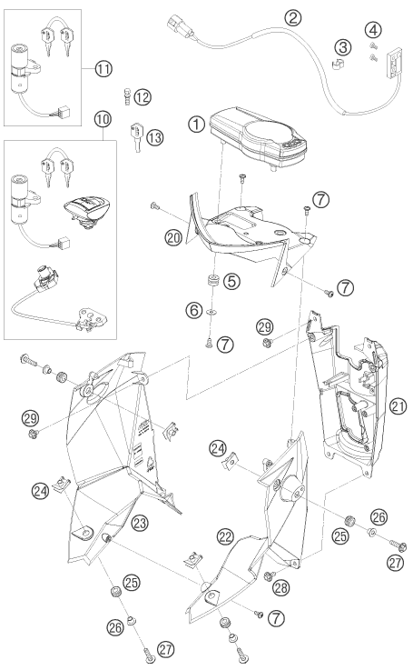 Sprängskiss: Instruments / Lock System – KTM 690 SUPERMOTO BLACK 2007