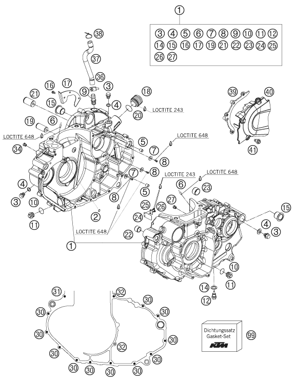Sprängskiss: Engine Case – KTM 690 SUPERMOTO BLACK 2007