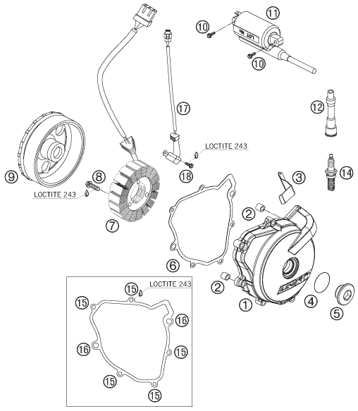 Sprängskiss: Ignition System – KTM 690 SUPERMOTO BLACK 2007
