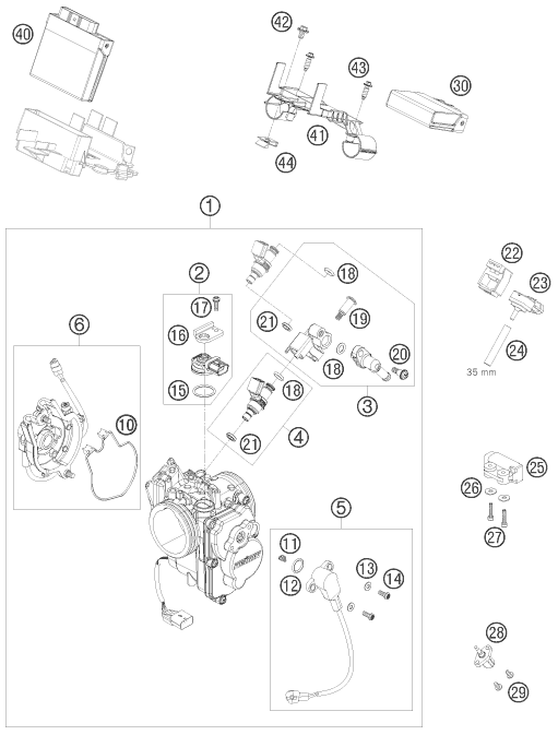 Sprängskiss: Throttle Body – KTM 690 SUPERMOTO BLACK 2007