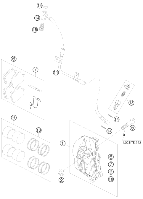 Sprängskiss: Front Brake Caliper – KTM 690 SUPERMOTO PRESTIGE 2007