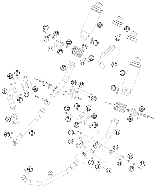 Sprängskiss: Exhaust System – KTM 690 RALLY FACTORY REPLICA 2007