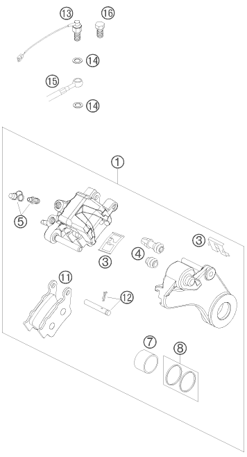 Sprängskiss: Rear Brake Caliper – KTM 690 RALLY FACTORY REPLICA 2007