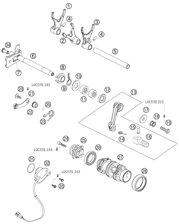 Sprängskiss: Shifting Mechanism – KTM 690 RALLY FACTORY REPLICA 2007