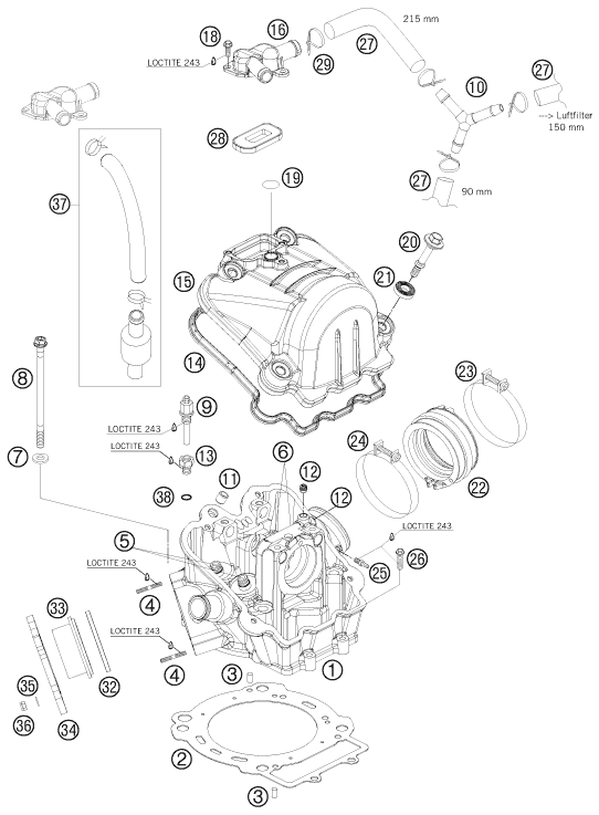 Sprängskiss: Cylinder Head – KTM 690 RALLY FACTORY REPLICA 2007