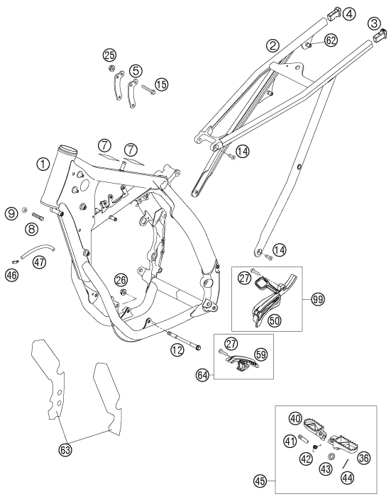 Sprängskiss: Frame – KTM 250 SX-F 2007