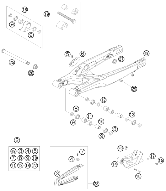 Sprängskiss: Swing Arm – KTM 250 SX-F 2007