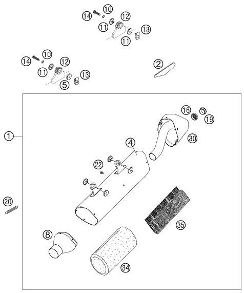 Sprängskiss: Exhaust System – KTM 250 EXC-F 2007