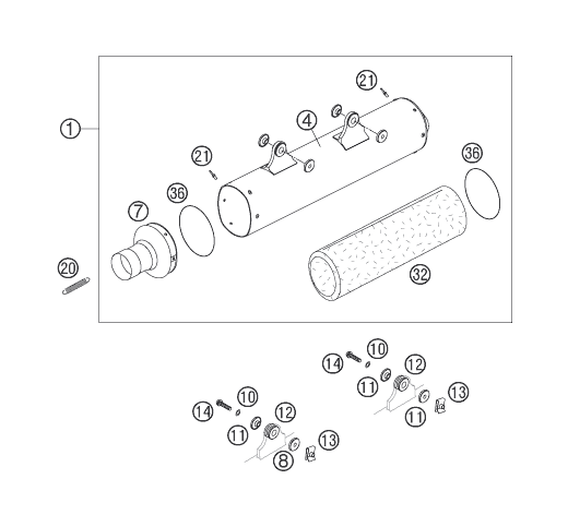 Sprängskiss: Exhaust System – KTM 250 XCF-W 2007