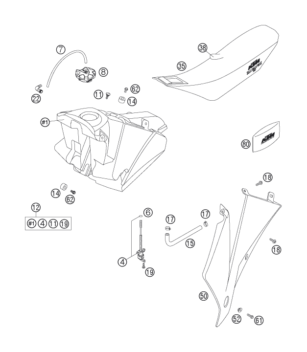 Sprängskiss: Tank, Seat – KTM 250 EXC-F SIX DAYS 2007