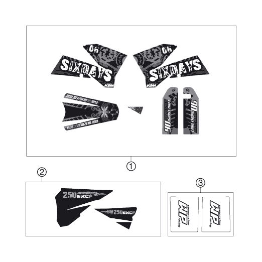 Sprängskiss: Decal – KTM 250 EXC-F SIX DAYS 2007