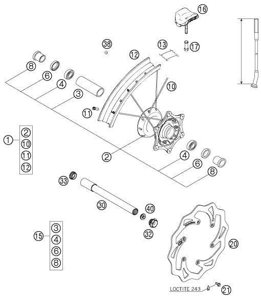 Sprängskiss: Front Wheel – KTM 250 SX-F 2007