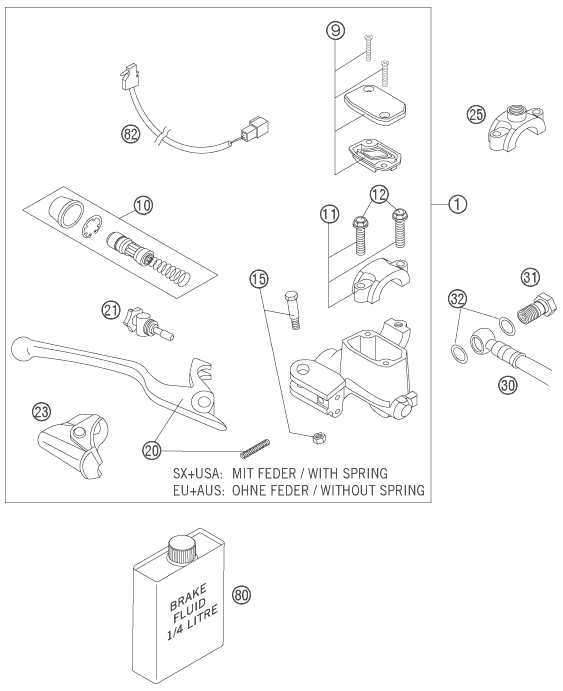 Sprängskiss: Front Brake Control – KTM 250 EXC-F 2007