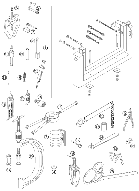 Sprängskiss: Special Tools (Engine) – KTM 250 SX-F 2007