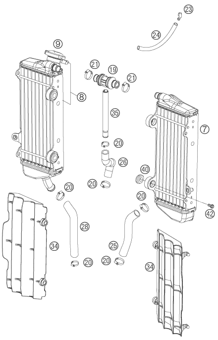Sprängskiss: Cooling System – KTM 250 SX-F 2007