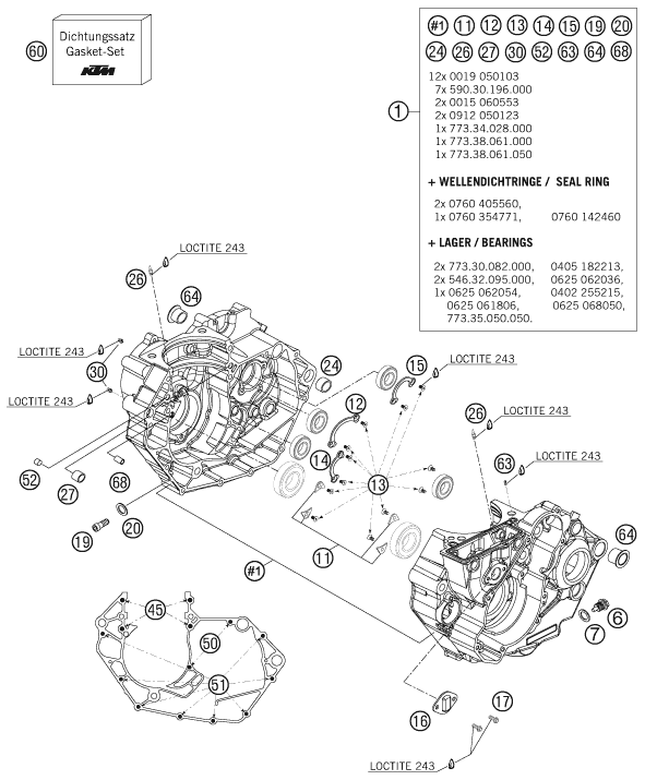 Sprängskiss: Engine Case – KTM 450 SX-F 2007