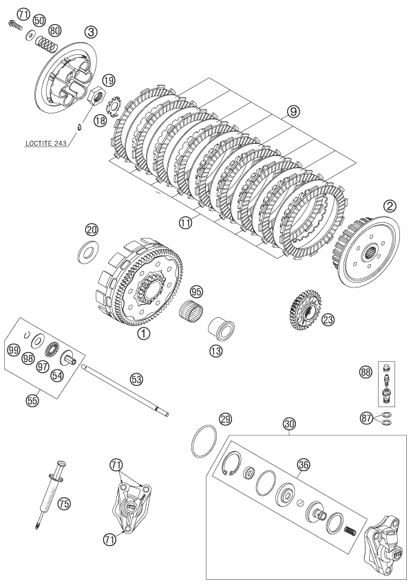 Sprängskiss: Clutch – KTM 450 SX-F 2007