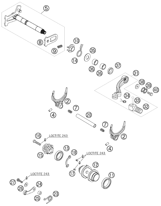 Sprängskiss: Shifting Mechanism – KTM 450 SX-F 2007