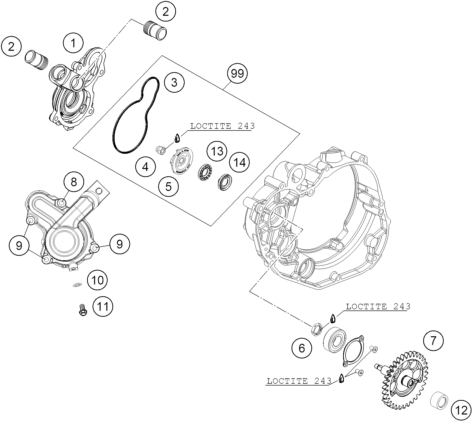 Sprängskiss: Water Pump – KTM 450 SX-F 2007
