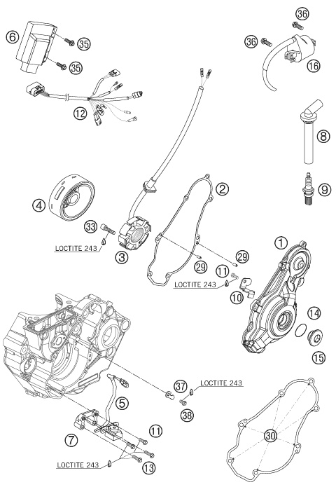 Sprängskiss: Ignition System – KTM 505 XC-F 2008