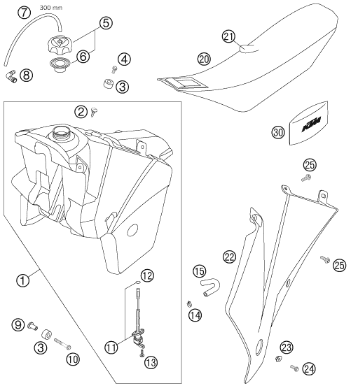 Sprängskiss: Tank, Seat – KTM 400 EXC FACTORY RACING
