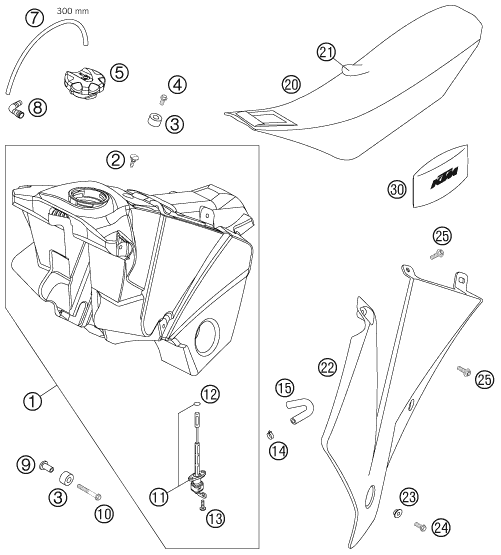 Sprängskiss: Tank, Seat – KTM 450 EXC FACTORY RACING