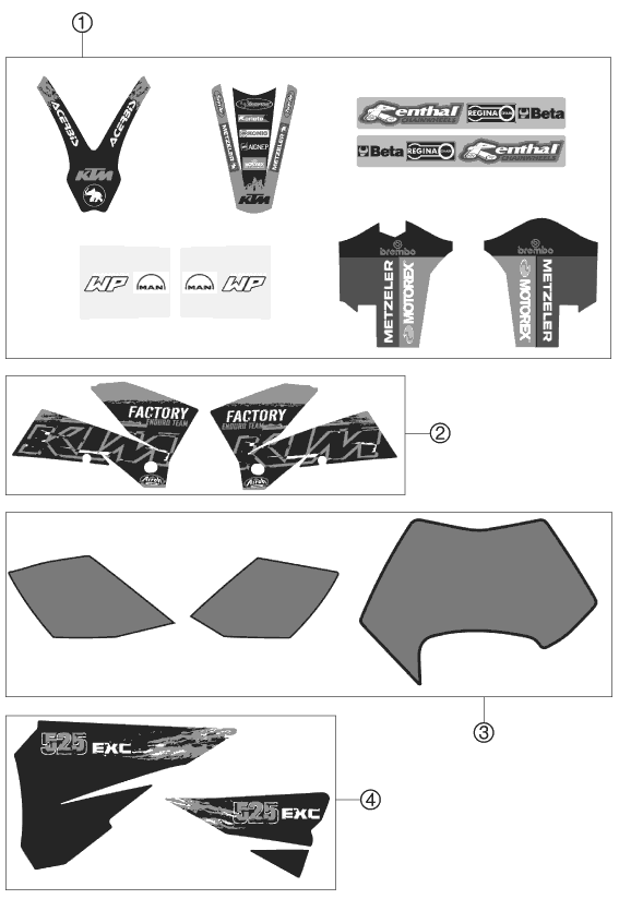 Sprängskiss: Decal – KTM 525 EXC FACTORY RACING