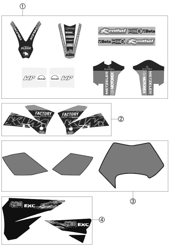 Sprängskiss: Decal – KTM 400 EXC FACTORY RACING