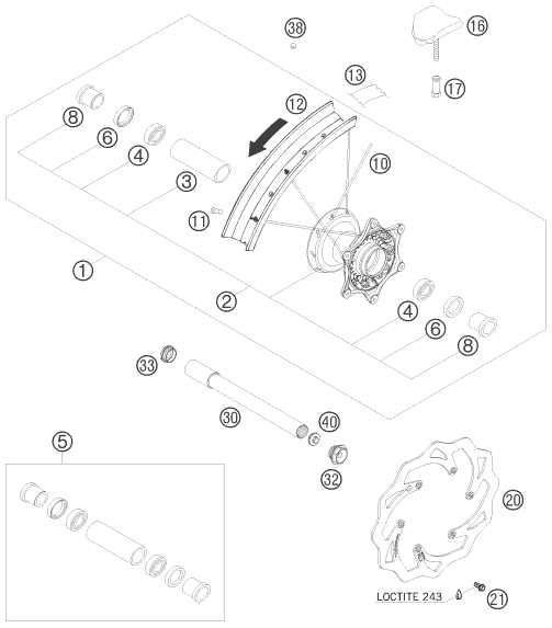 Sprängskiss: Front Wheel – KTM 400 EXC FACTORY RACING