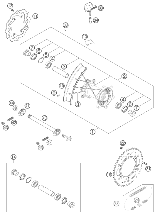 Sprängskiss: Rear Wheel – KTM 400 EXC FACTORY RACING