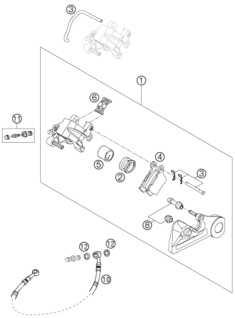 Sprängskiss: Rear Brake Caliper – KTM 400 EXC FACTORY RACING