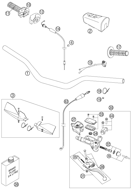 Sprängskiss: Handlebar, Controls – KTM 250 SXS 2007