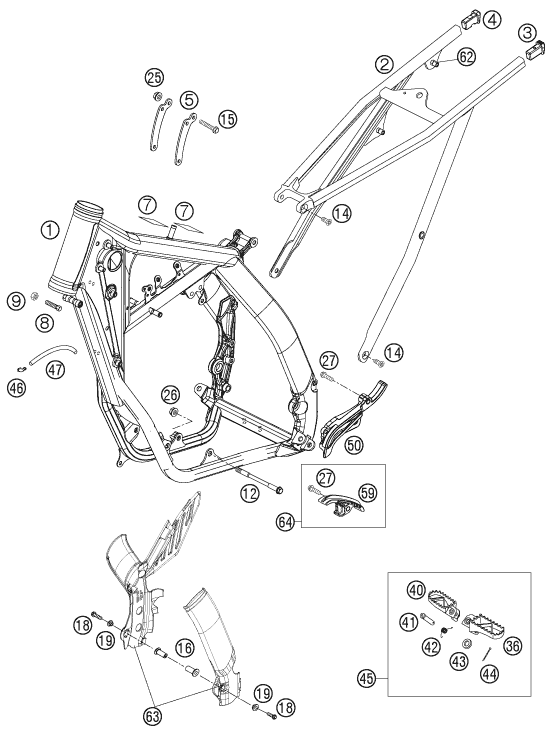 Sprängskiss: Frame – KTM 125 SXS 2007