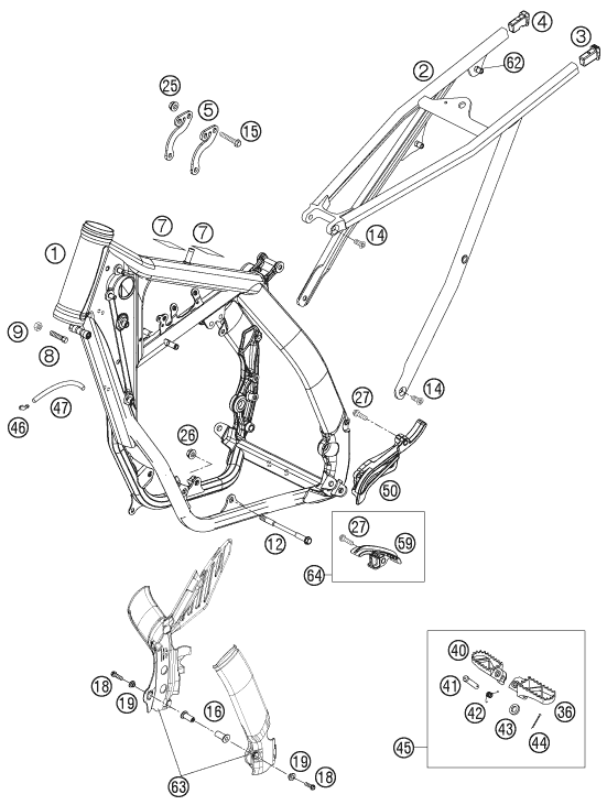 Sprängskiss: Frame – KTM 250 SXS 2007